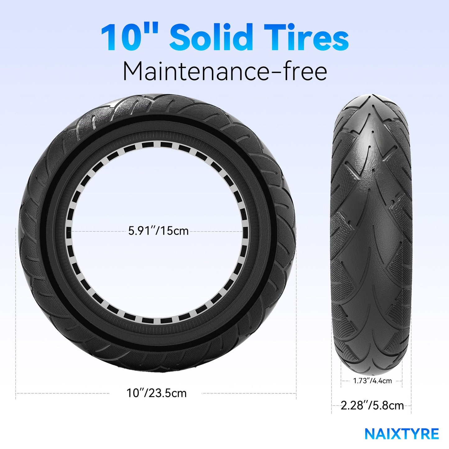 NAIXTYRE 10x2.5" Electric Scooter Tires, 60/70-6.5 Solid Tires for Electric Scooters., Replacement Wheels Compatible for Ninebot G30 Max/ G30 G30D/ G30LP Mobility Scooters(2PCS)