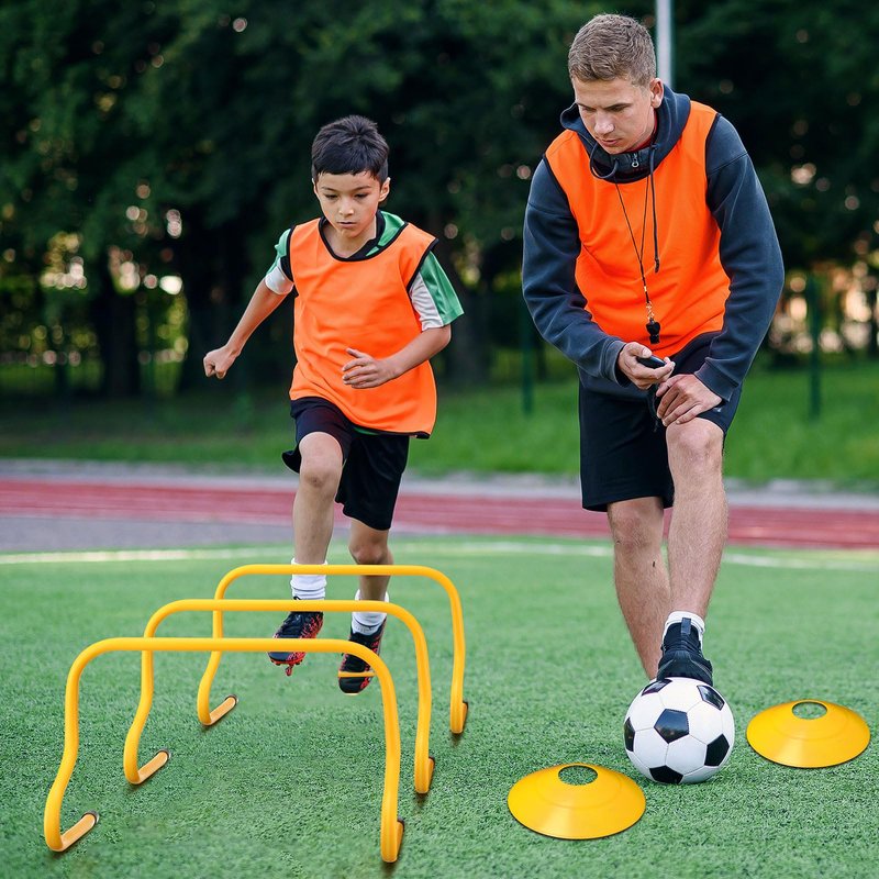 Gemscream 12 Pcs 12 Inch Agility Hurdles Training Equipment Agility Hurdles and Marker Cone Set Disc Cones Speed and Training Obstacle for Athletes Sports Soccer Football Tennis Basketball(Orange)