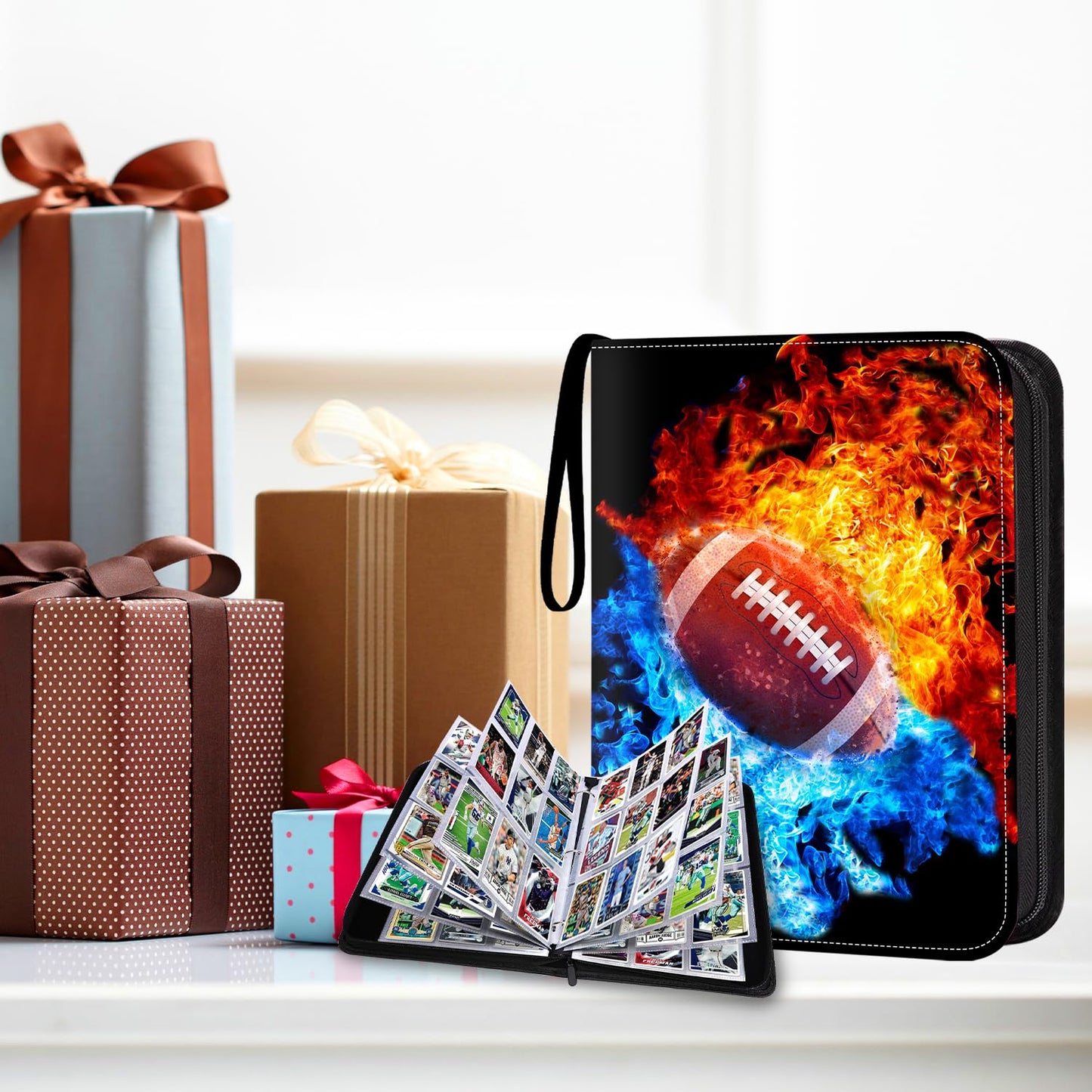 TsuiWah Football Card Binder with Sleeves,9-Pocket Trading Card Holder Card Collectors Album Hold Up to 900 Cards,Card Folder for Football Baseball Basketball Sport Trading Cards, TCG, MTG, PTG Games