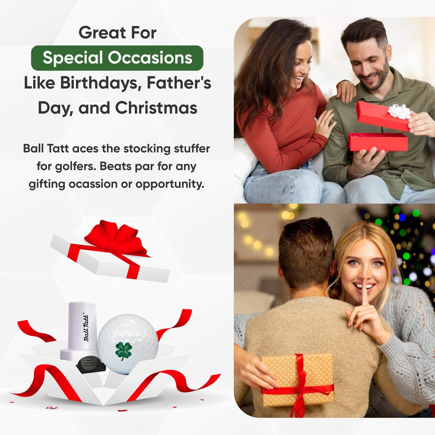 Ball Tatt - Golf Ball Stamp - Self-Inking Marker - Quick-Dry Permanent Marking Tool, No Leaks or Refills, Reusable & Waterproof Golfing Stamper - Ideal Gift for Golfers, Dads, (Sasquatch Golfer).