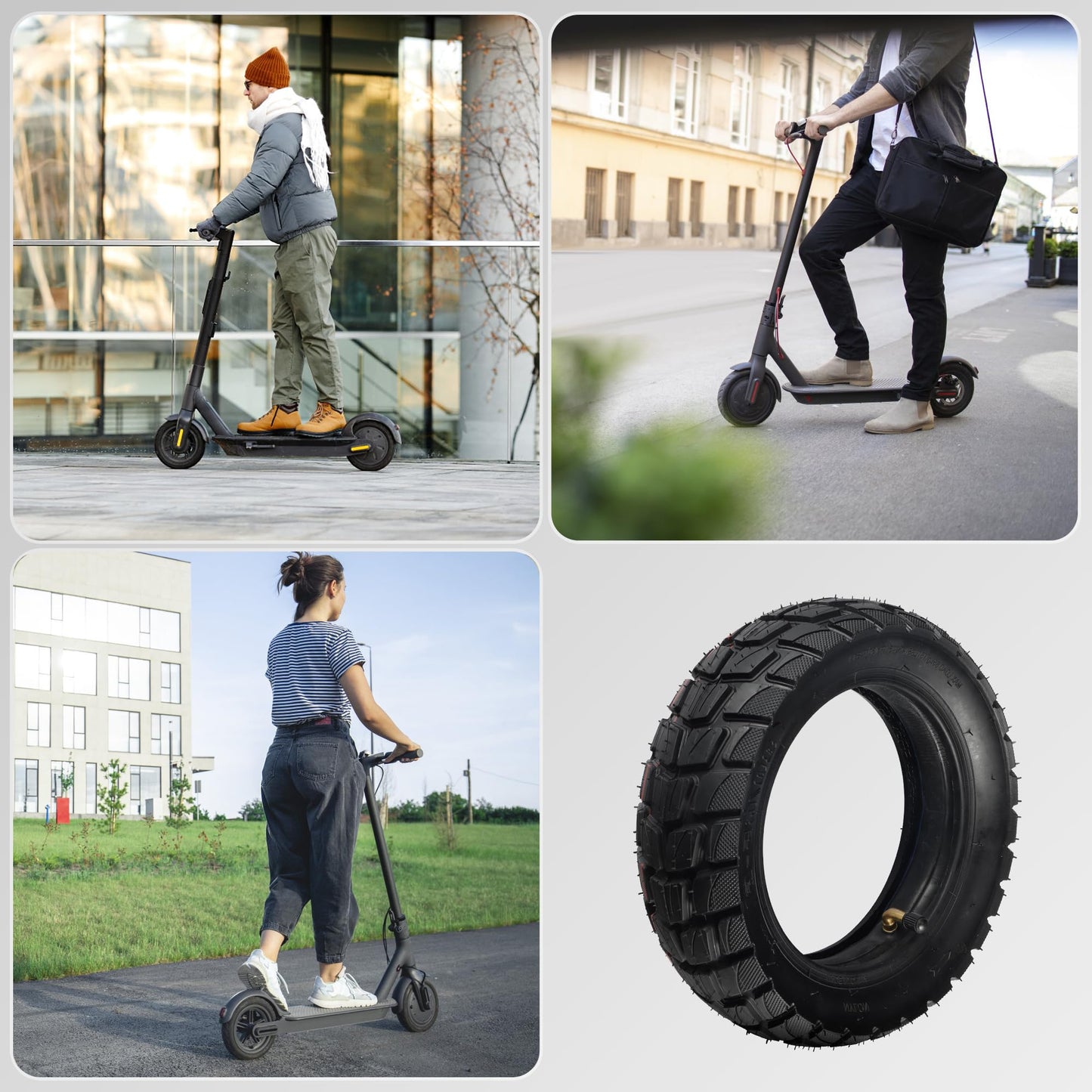 Relibupdater 80/65-6 scooter tire off Road,10in Tires Inner Tubes Replacement Thickened Pneumatic Tyres 255x80 10x3.0 Compatible with Electric Scooter Nanrobot D4/D6+ 2.0