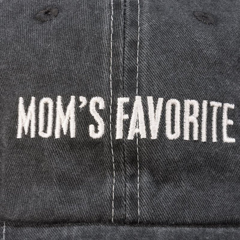 Primitives by Kathy Mom's Favorite Baseball Hat, Stonewashed Black with Adjustable Metal Buckle