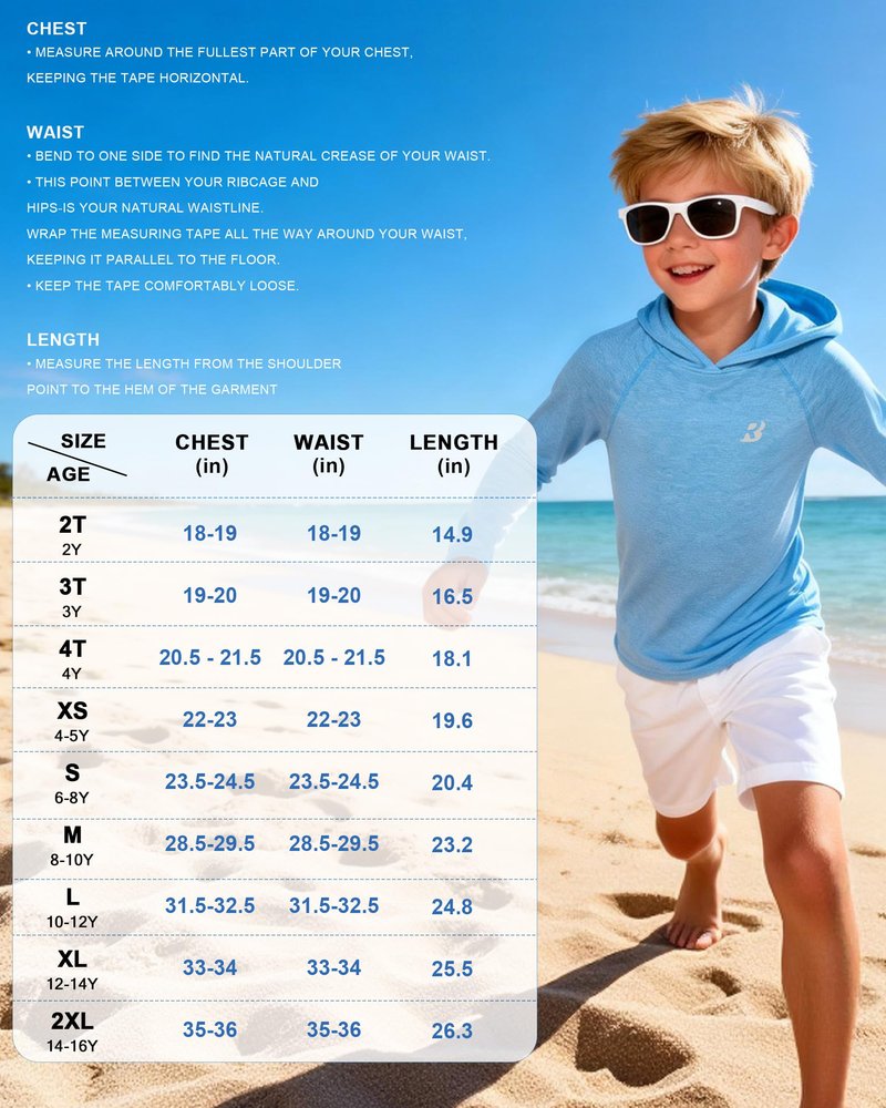 Roadbox Boys Rash Guard Hooded Fishing Shirt, Kids UPF 50+ Long Sleeve Sun Hoodie, Youth UV Protection Beach Swim Shirts
