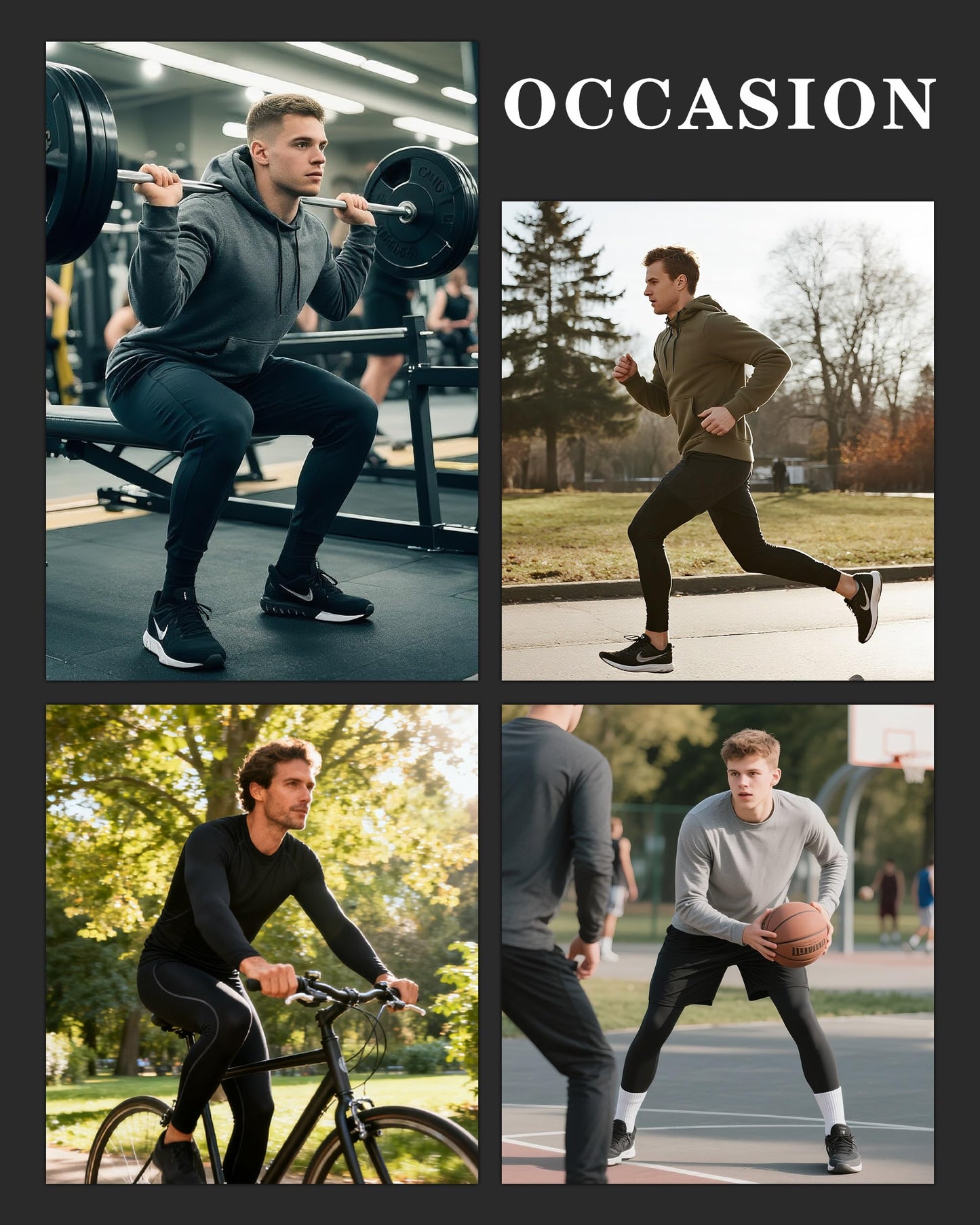 Roadbox Men's Thermal Compression Pants, Fleece Lined Running Tights Leggings, Athletic Ski Base Layer Bottoms Cold Weather Navy Blue