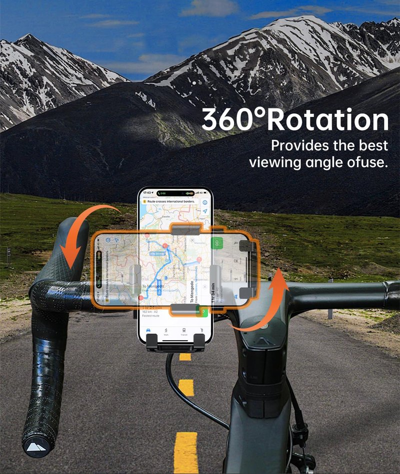 amzluv Bike Phone Holder Mount, Secure Handlebar Phone Mount Holder for Bike and Motorcycle, Suitable for iPhone and 4.5-6.8" Smartphones, Black