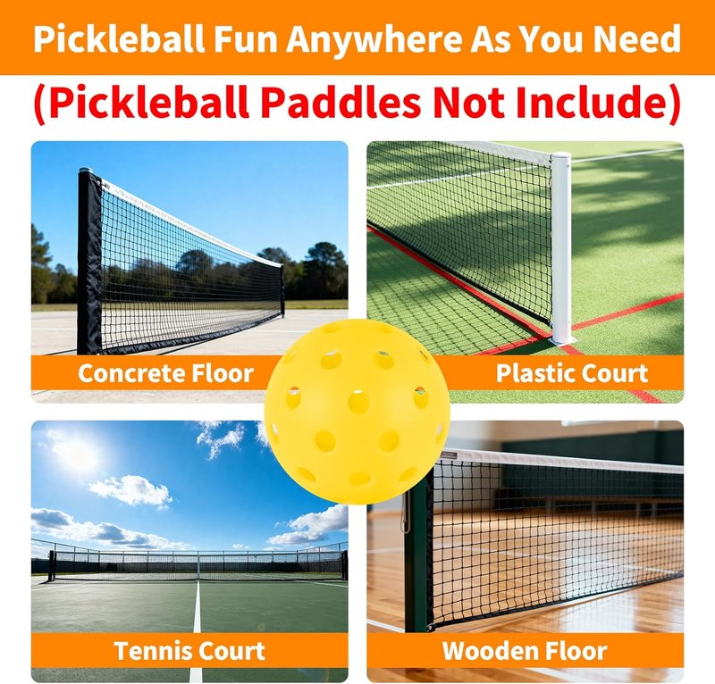 Pickleball Balls Set - 40 Hole Outdoor Balls with 8mm Precision Drilled Design | Ideal for Indoor & Outdoor Play