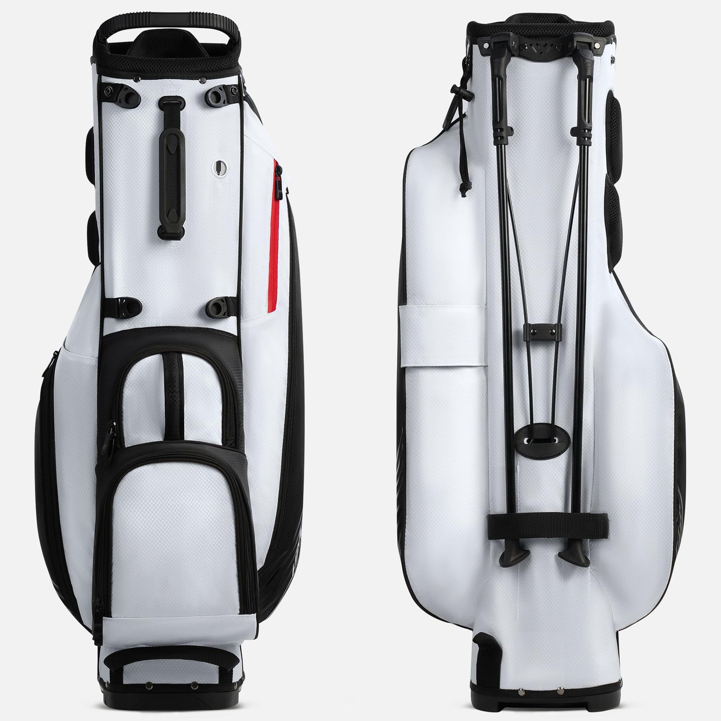 UNIHIMAL 8-Way Golf Stand Bag, Lightweight Walking Golf Bag with Full-Length Dividers, Cooler Pocket and Rain Hood, for Men Women, Black White
