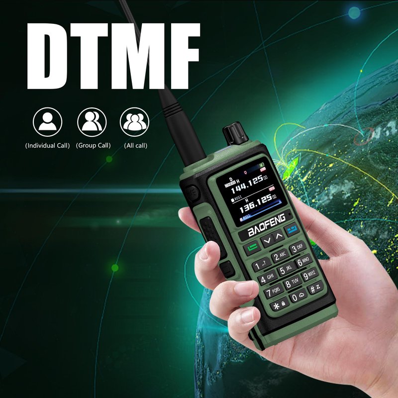 BAOFENG UV-17H GPS Two Way Radio Type-C Charging High Power Radio UV-17 Pro Max GPS 1.77in LCD Screen Rechargable Ham Radio (Green)