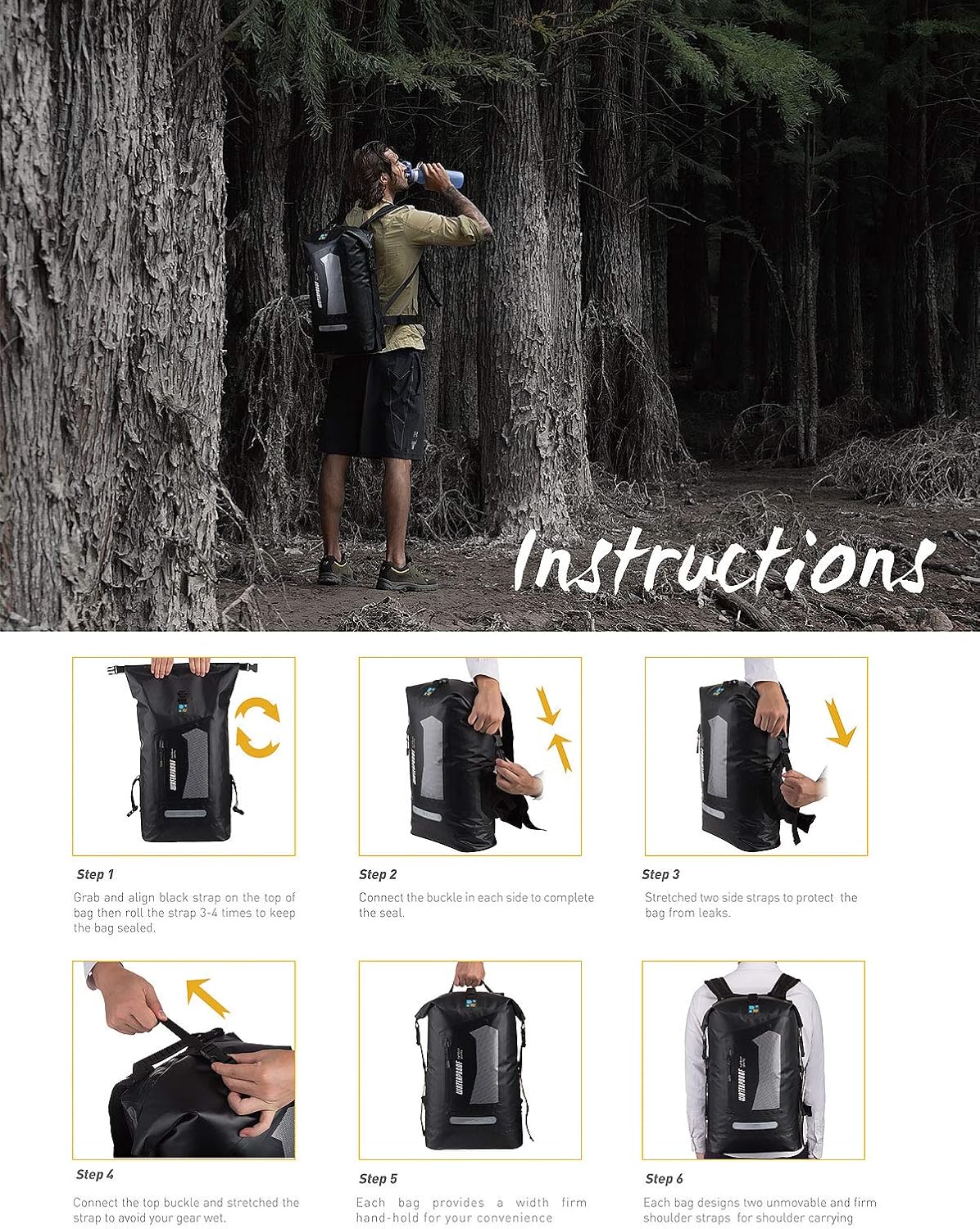 Waterproof Backpack for Men - 20L/30L/40L Floating Dry Bag for Kayaking & Hiking