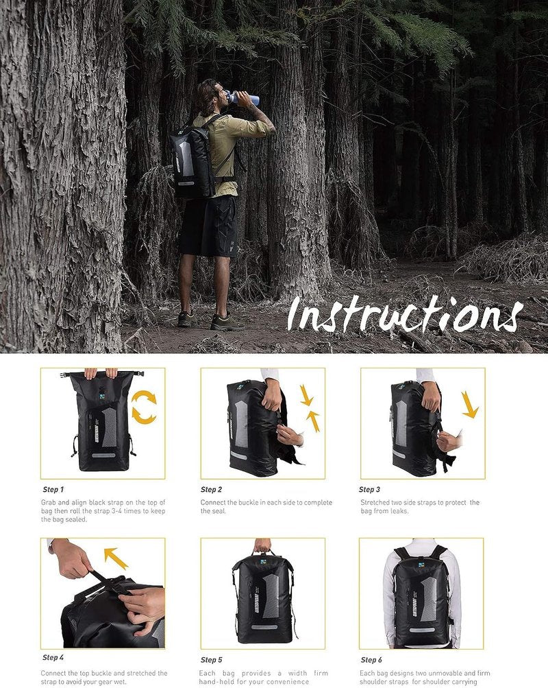 Waterproof Backpack for Men - 20L/30L/40L Floating Dry Bag for Kayaking & Hiking