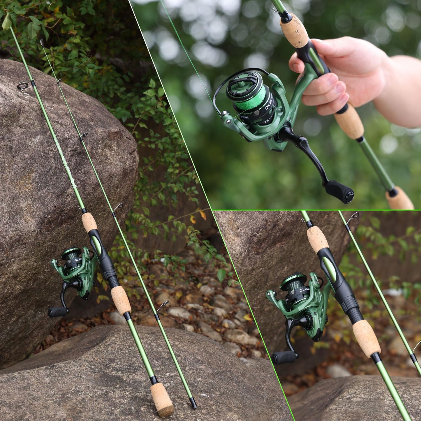 Sougayilang Fishing Rod Reel Combos, Graphite 2Pc Blanks Fishing Pole with Casting & Spinning Reel, Stainless Steel Guides- Spinning 7'0" with 2000 Reel