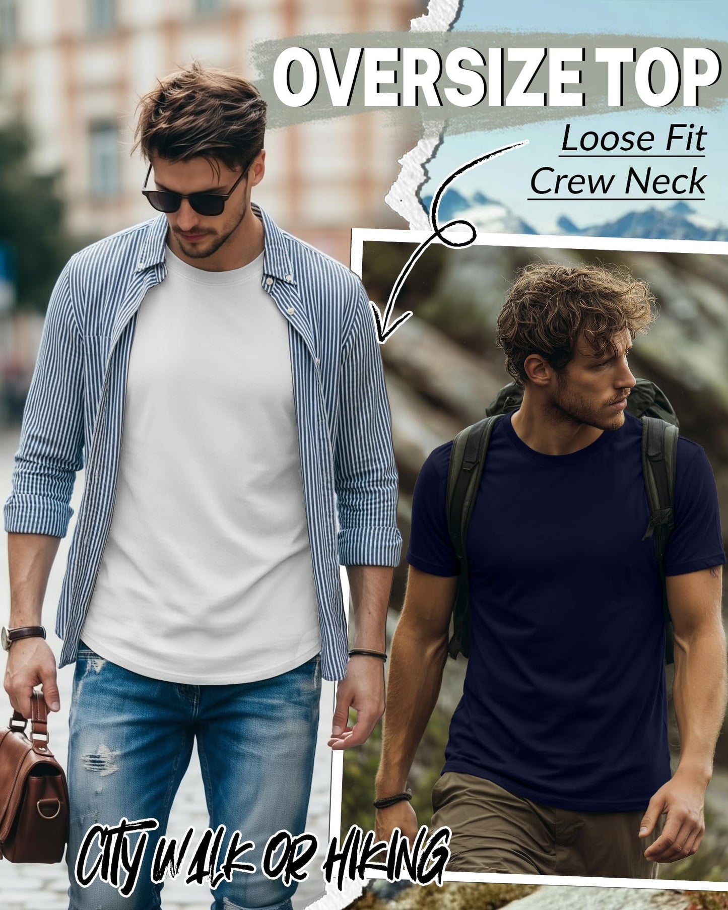 Ficerd 5 Pack Men's Big and Tall Shirts Short Sleeve Cotton Tee Summer Crew Neck Oversize Top Loose Fit Shirt Multipack