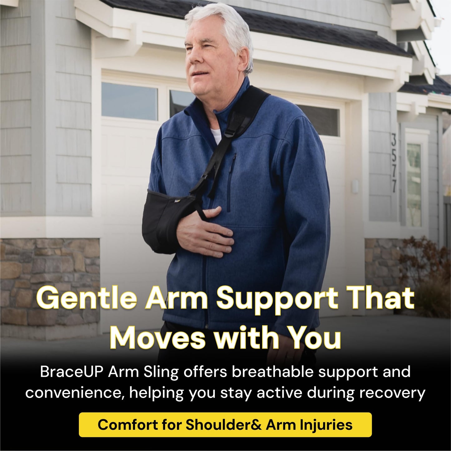 BraceUP Arm Sling for Shoulder Injury for Women and Men - Rotator Cuff Torn, Wrist and Elbow Surgery with Adjustable Padded Arm Support Strap