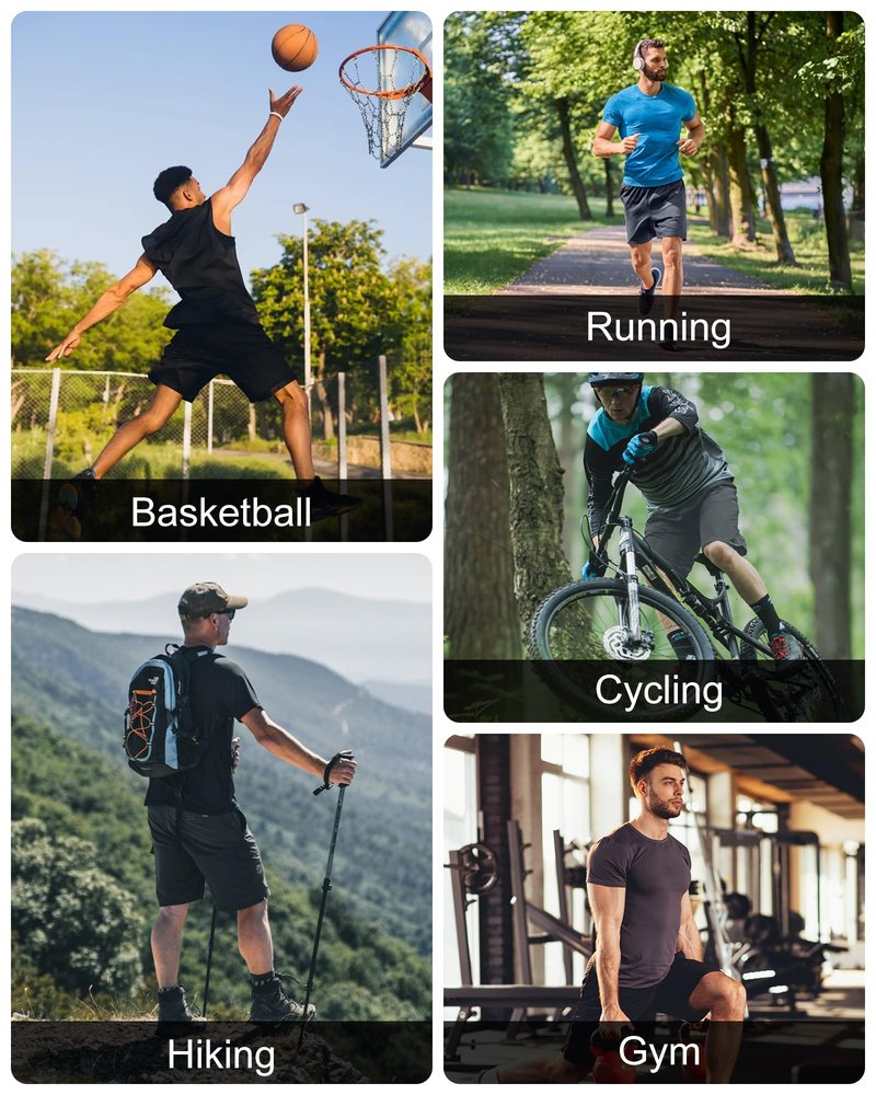 HOPLYNN 5 Pack Mens 2 in 1 Running Shorts with Liner, Quick Dry Workout Training Gym Athletic Sport Shorts with Pockets 2 Black 2 Gray 1 Blue Large