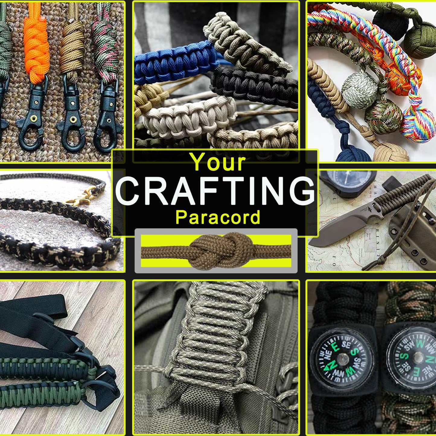 VVAAGG 1000 Paracord Rope 100FT Utility 4mm Parachute Cord Heavy Duty 12 Strand Camping Rope Tent Weatherproof Rope