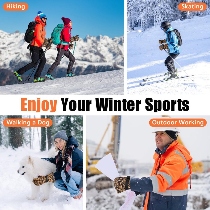 GIOIGOO Heated Gloves with 5 Heating Levels 7.4V 3200MAH Rechargeable Battery Mens Winter Gloves Cold Weather Hand Warmer Women Skiing Glove Winter Outdoor Adventure Snow Glove for Adult Women Men