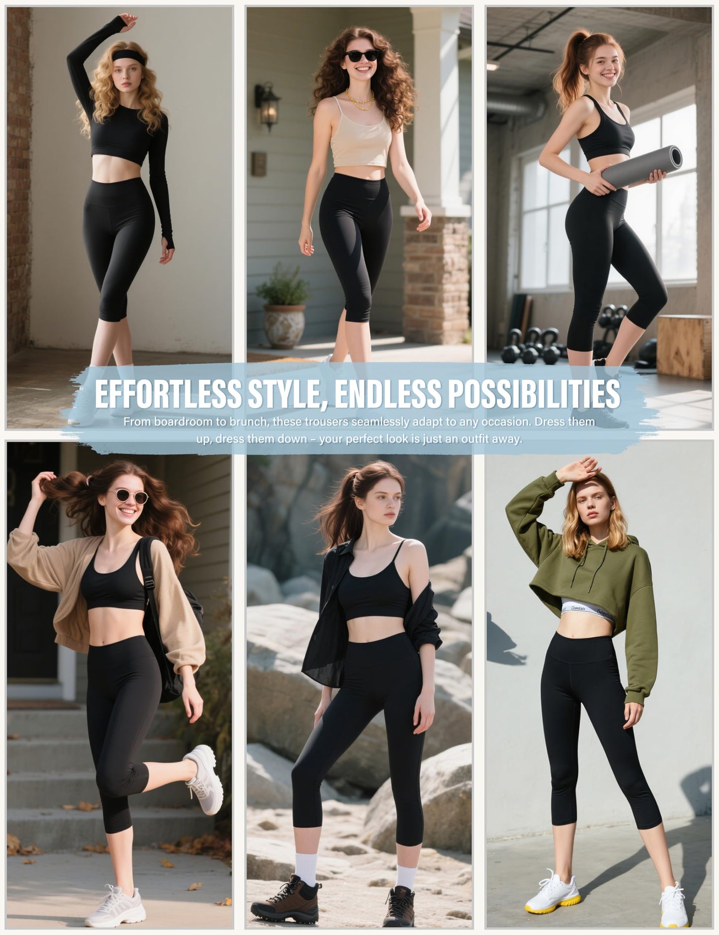 SUNCLOVE Capri Leggings for Women High Waisted Tummy Control Workout Soft Womens Yoga Capris Pants Brown