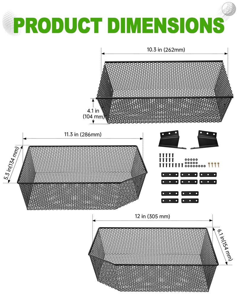 CYOOYC Golf Cart Front Inner Basket for EZGO TXT RVX VALOR Yamaha G29 Drive2 G16-G22 Club Car DS Tempo Modular Mesh Storage Tray Organizer for Extended Space (Club Car Tempo 2017+)