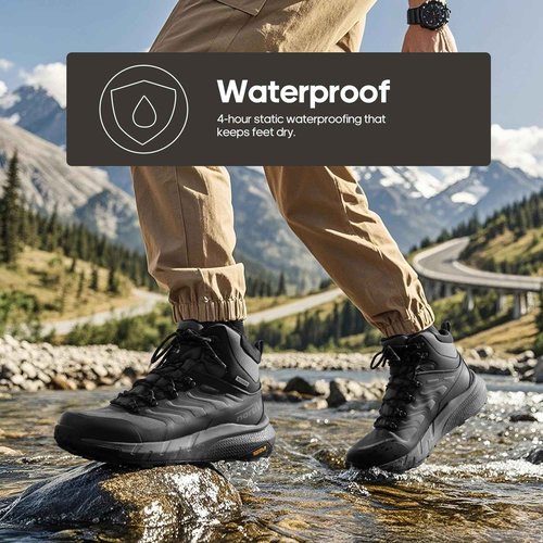 NORTIV 8 Men's Lightweight Hiking Boots Waterproof Breathable Outdoor Trekking Camping Ankle Boots Fern,Size 10,Grey/Black,NMUMHB2502