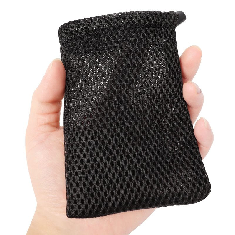 uxcell Nylon Mesh Drawstring Bag, 5 x 3.5 Inch Small Storage Pouch String Bags for Mini Stuff MP3 Charger Earphone Key, 3pcs Travel Kit Organizer for Lipstick Cosmetic Jewelry, Black