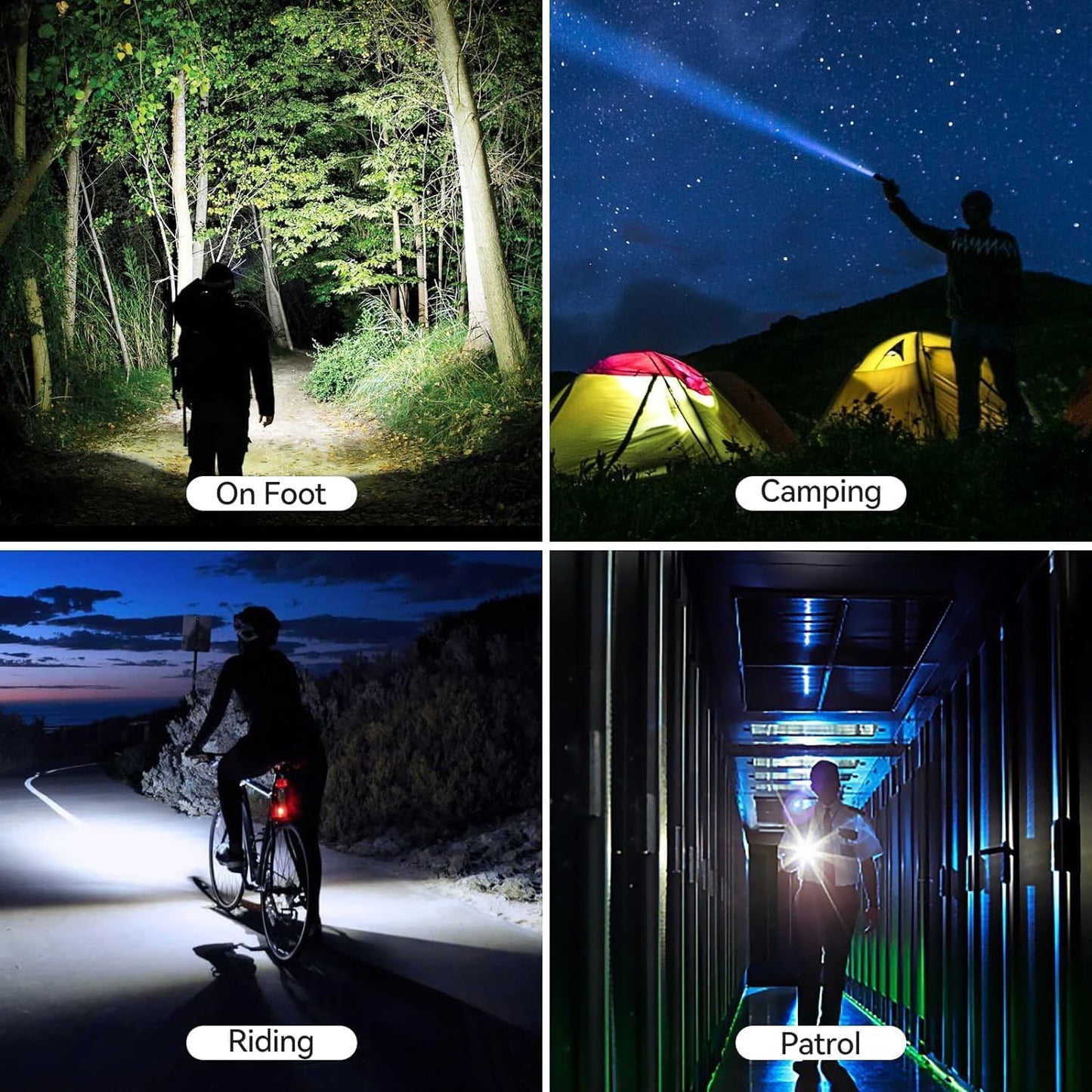 BUCASA Rechargeable Tactical Flashlight 6000 Lumens 2 Pack, Brightest LED Rechargeable Flashlights with 3 Modes & Zoomable, Waterproof Flashlight for Camping Hiking Emergency