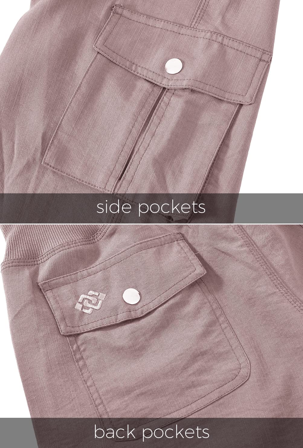MoFiz Women's Hiking Cargo Shorts Quick Dry Lightweight Athletic Capri Pants for Camping Jogger with Pockets Pink