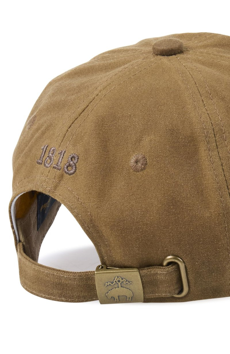 Brooks Brothers Men's 100% Cotton Baseball Hat with Corduroy Brim - Woven Logo One-Size Adjustable Hats, Navy Waxed Cotton