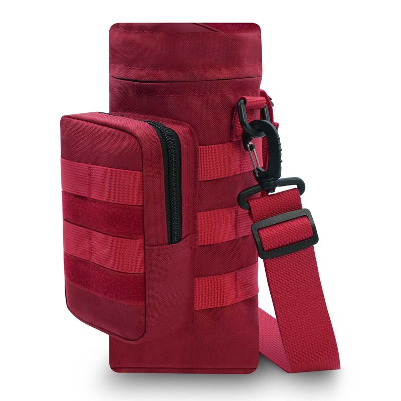 Tactical Water Bottle Pouch, Military Army Molle Water Pouches Carrier Holder for Hiking Camping Outdoor Sport Travel (RED)