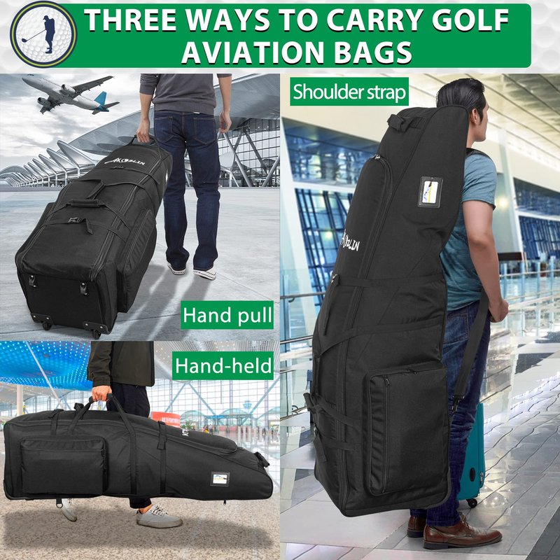 Golf Airplane Travel Case Waterproof Universal Foldable Golf Club Cover Bag with Wheels for Airlines Travel