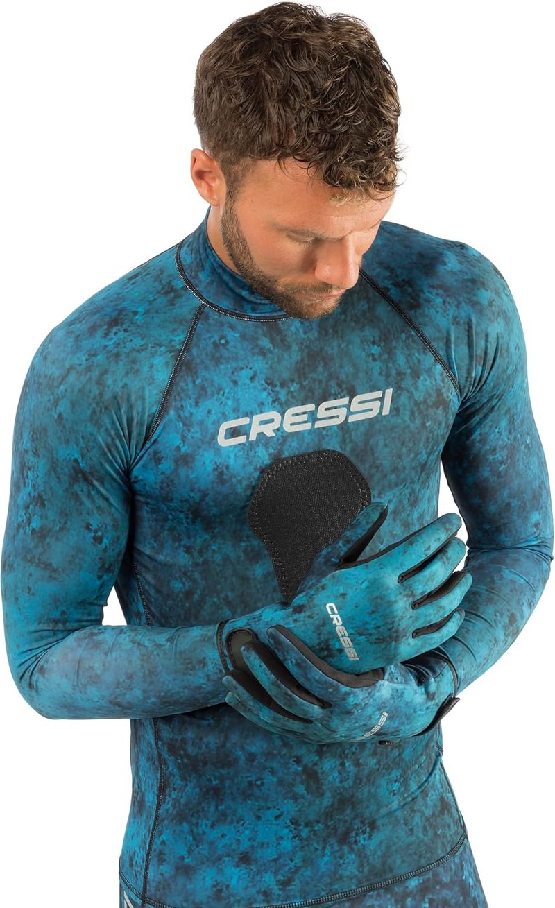 Cressi Camouflage Spearfishing Gloves - Elastic Neoprene for Enhanced Grip | Durable & Flexible