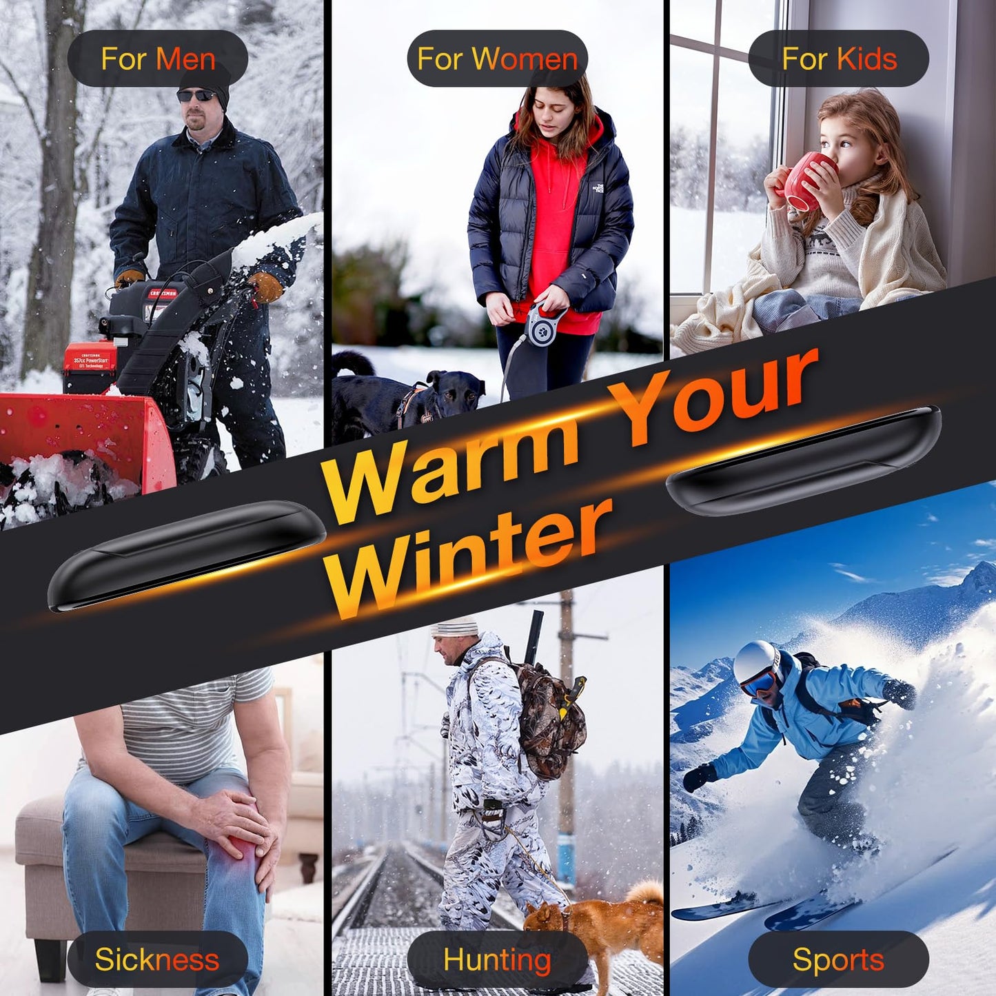 Magnetic Hand Warmers Rechargeable 2 Pack, QUIXOVA AI Electric Portable Pocket Heater Hand Warmers, 2 in 1 Reusable Handwarmers with AI Smart Chips, 12Hrs Long Safe Heat, Gifts for Christmas, Camping