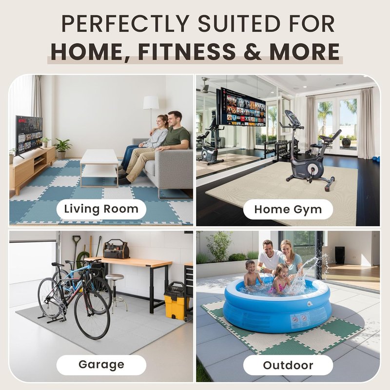 Gym Mats Set - 18 Pcs EVA Interlocking Foam Floor Tiles | 12.6"x12.6"x0.4" Protective Flooring for Home Workout, Exercise & Fitness