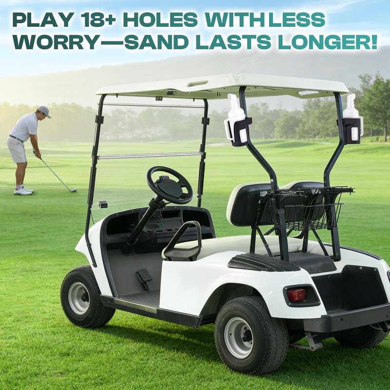 DRIVE UP Universal Golf Cart Sand Bottle, Golf Cart Divot Filler Sand Bottle with Rattle Proof Holder Suitable for Yamaha, EZGO and Club Car Golf Carts, Large Capacity Golf Sand Bottle