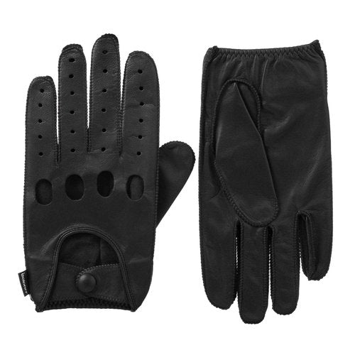isotoner Men's Smooth Leather Driving Glove With Covered Snap,Black,X-Large