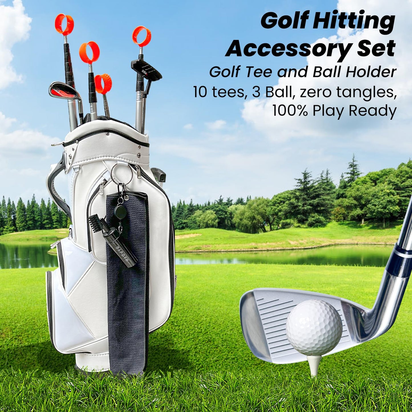 BAPOTH 5-in-1 Golf Accessories for Men,5 oz Non-Leaking Stretchable Golf Club Cleaner, 23.6 * 15.7 in Golf Towel,3 Patterns Golf Ball Marker Set,Golf Divot Tool with Magnetic Marker,with Gift Box