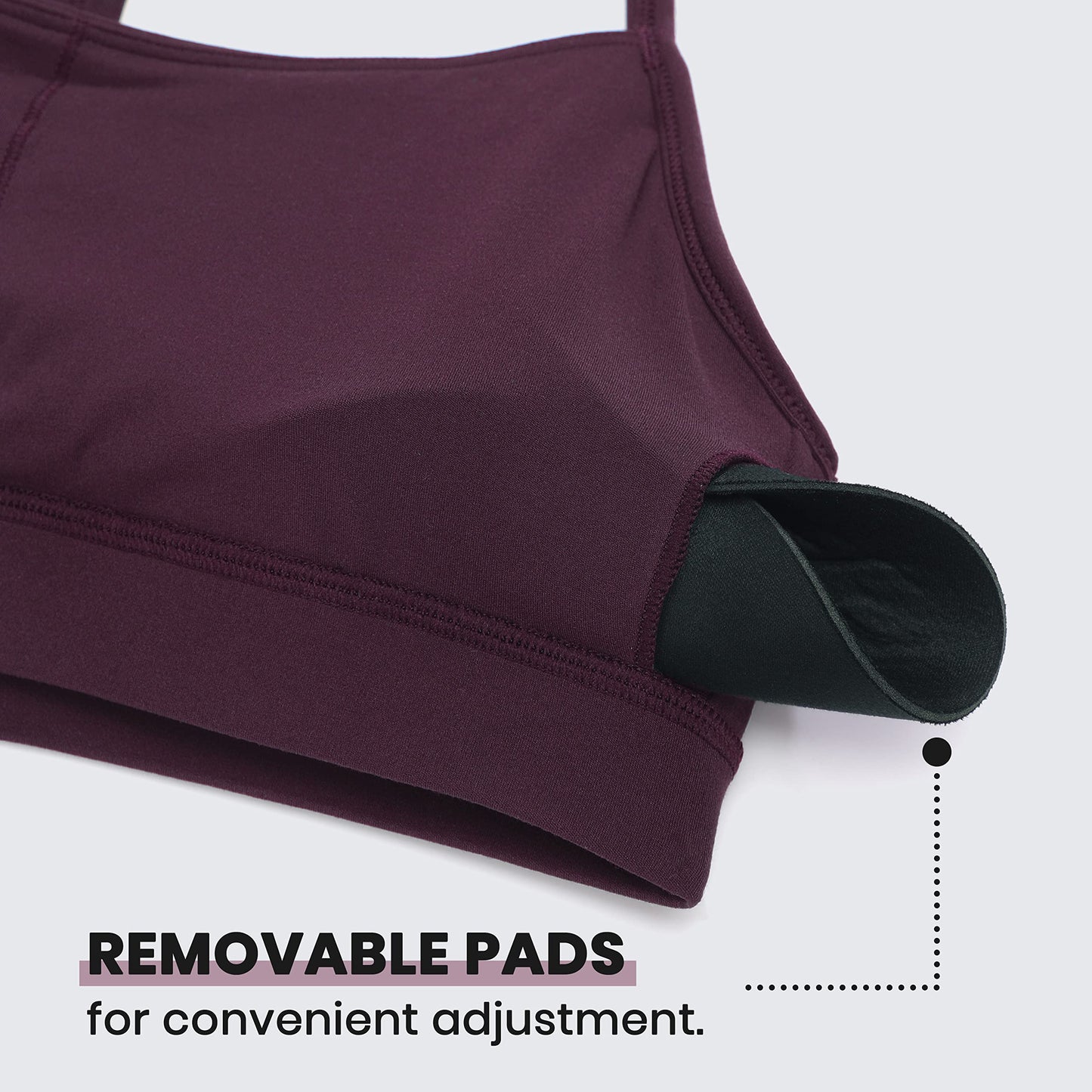CRZ YOGA Butterluxe Y Back Sports Bras for Women - Padded Racerback Low Impact Spaghetti Thin Strap Workout Yoga Top Deep Purple Medium