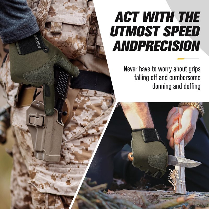 eLusefor Natural Tactile Shooting Glove: Seamless Wrap-Fingers Design,360°Touchscreen Freedom,Customizable Badge|Tactical,Police,Patrol,Law Enforcement Gloves for Men