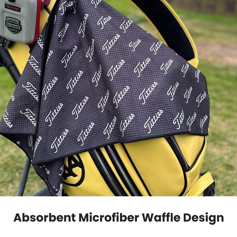 Power Golf Microfiber Golf Towel for Golf Bags – 16 x 32 inches – Black Golf Towel with Funny Text Design, Superior Absorbency and Quick Dry, Golf Bag Accessory Essentials