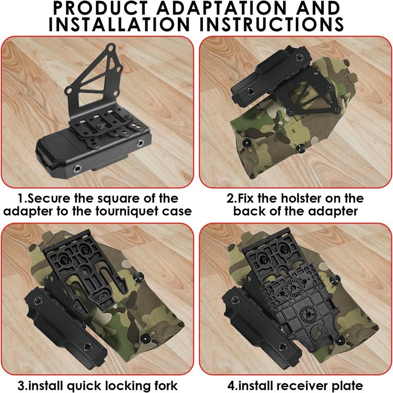 Tactical Holster Adapter Set - QLS Quick Locking Fork & Duty Receiver Plate Kit for Secure Gear Mounting