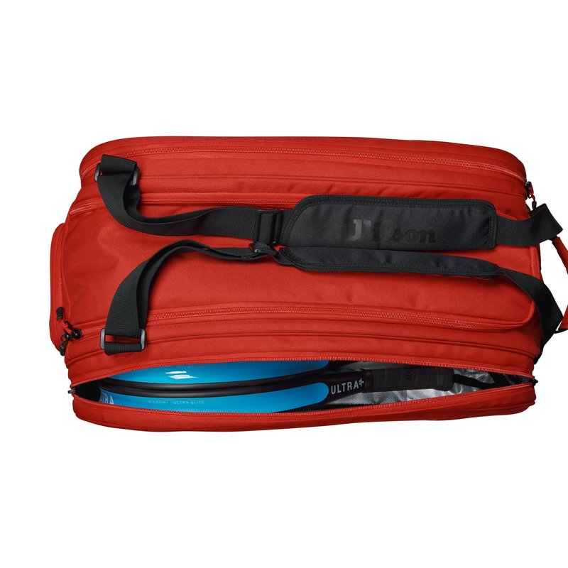 WILSON Tour Padel Bag - Holds up to 6 Paddles, Red/Black