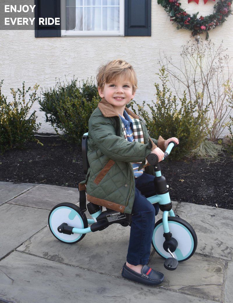 besrey 5-in-1 Toddler Tricycle with Push Handle, Grow with Me Kids Trike for 1-3 Years, Balance Bike & Tricycle, Adjustable Parent Steering, Safety Seat with Backrest