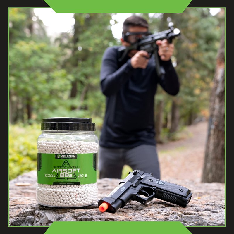 Aim Green Biodegradable Airsoft BBS, Premium-Grade 6mm Airsoft BBS, 40g, 2,500 Count