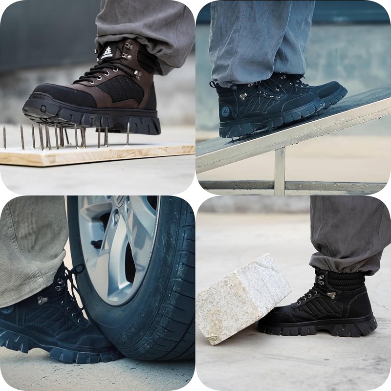Steel Toe Boots for Men - Waterproof Non-Slip Work Shoes | Breathable Comfort & Lightweight Design