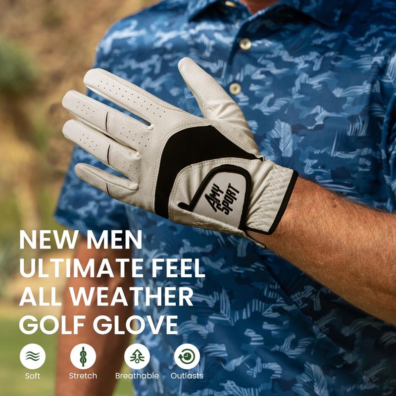 Amy Sport Golf Gloves Men Right Handed Golfer Left Hand 3 Pack PU Leather All Weather Grip Soft Breathable Flexible for Mens