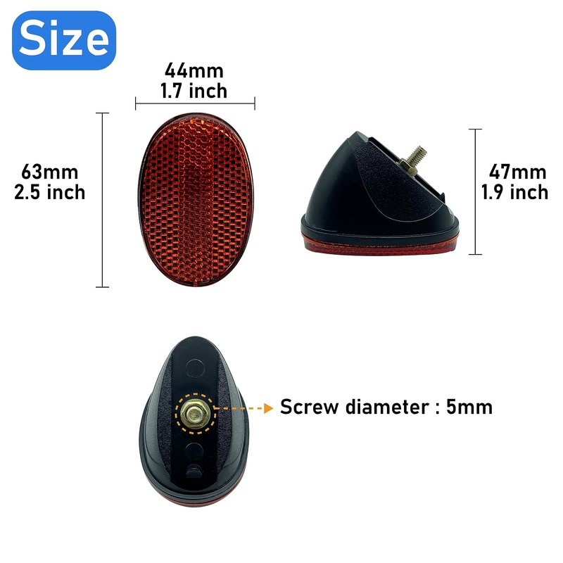 MGMSINYO Rear Fender Reflector Bicycle Accessory Bike Part Oval Mugguard Safety Warning Night Riding One Screw Red 1pcs