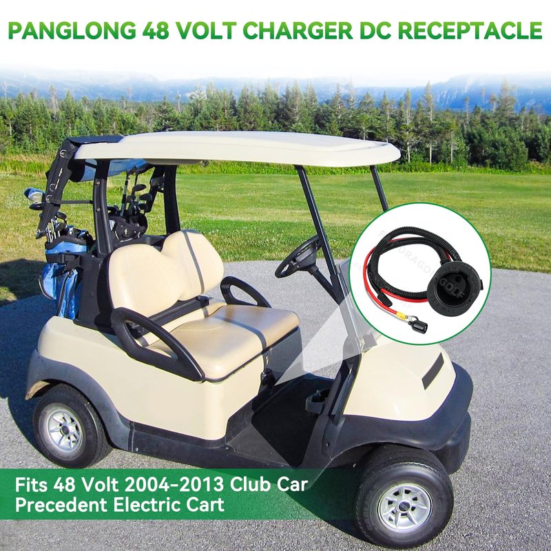 Panglong Club Car Precedent Charger Receptacle with Socket Trim-Club Car Precedent Charger Port, 48 Volt Charger DC Receptacle Port, Fits 2004-2013 Club Car Precedent Electric, OEM #103375501