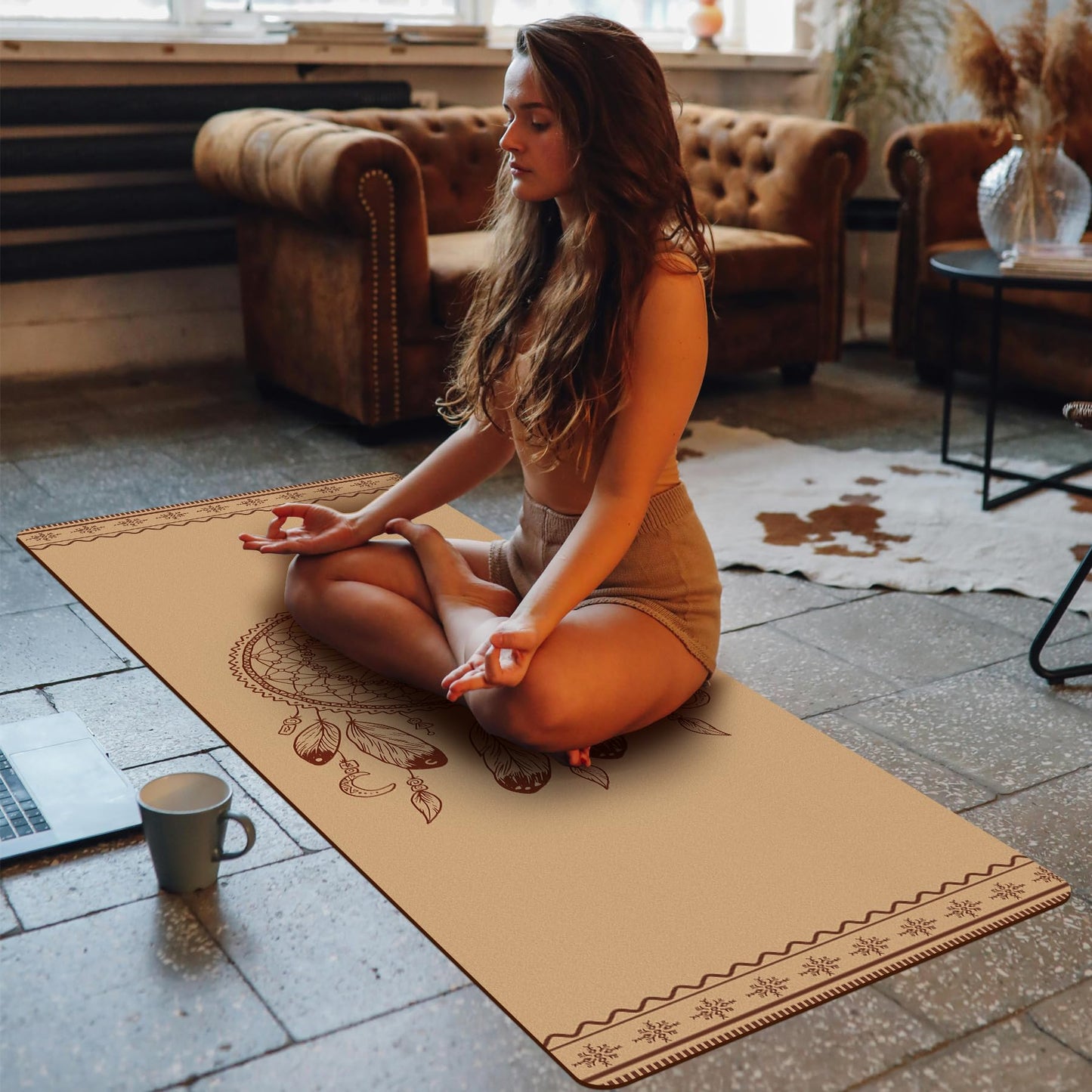 IKULE Premium Cork Yoga Mat Non Slip Thick Cork Exercise & Fitness Mat for Yoga, Pilates, & Home Workouts(72" x 24" x 5mm Thick)