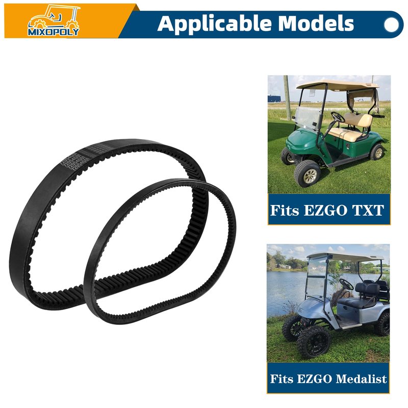 Mixopoly Starter Generator Belt & Clutch Drive Belt Kit for EZGO TXT/Medalist 4 Cycle Gas Golf Cart 1994-2013 with 295/350cc Robin Engine, Replace 72054G01, 72024G01, 72025G01, 26414G01, 630587