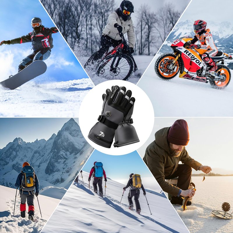 7JI Heated Gloves for Men Women, Rechargeable Heated Gloves with 3 Temperature Modes, 3000mAh Battery, Waterproof Electric Hand Warmers for Motorcycle Skiing, Camping & Hiking, Hunting, Cycling, XL
