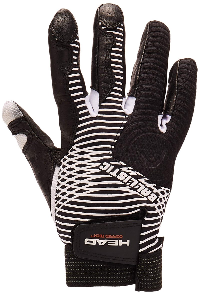 HEAD Leather Racquetball Glove Ballistic Copper Tech Glove for Right & Left Hand - Black/White, Right - Small